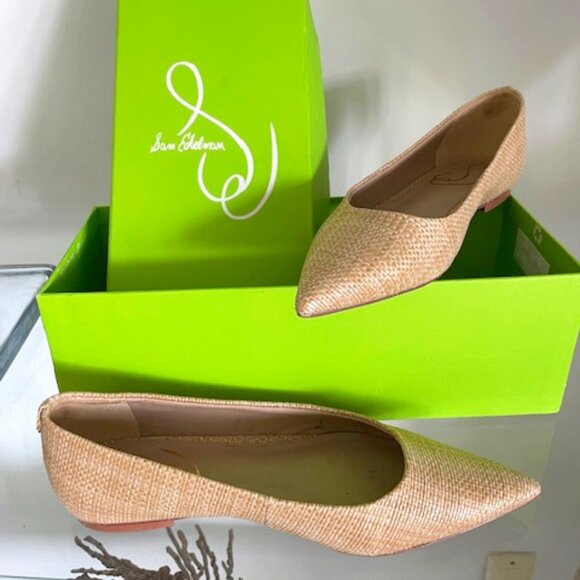 Sam Edelman,  Wanda Pointed Toe, Ballet Flat , Bleached Beachwood Weave, Size 5 - Picture 2 of 8